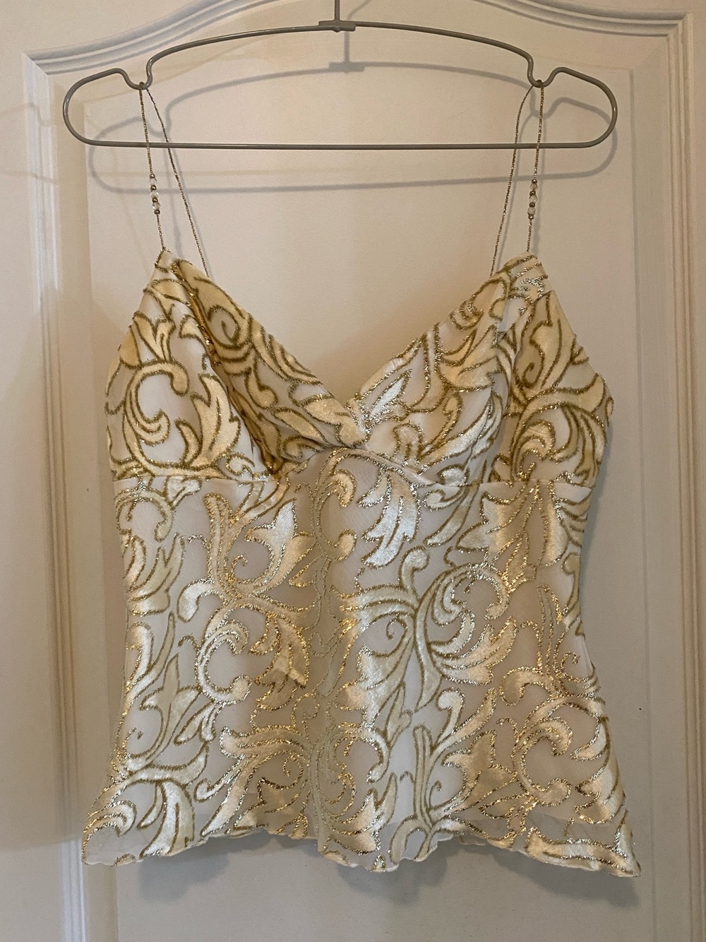EUC Vintage y2k Cache cami top in ivory and gold size M